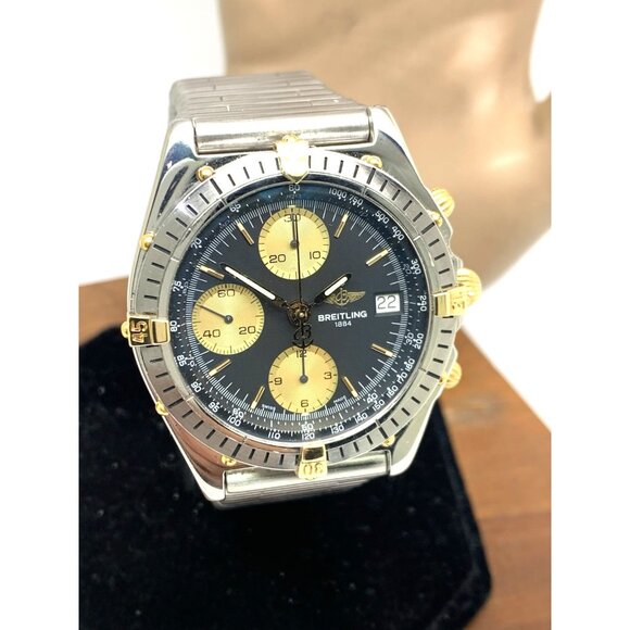 Breitling Men's Watch B13047 Swiss Automatic Chronograph 18K Gold Steel 40mm - Picture 12 of 13